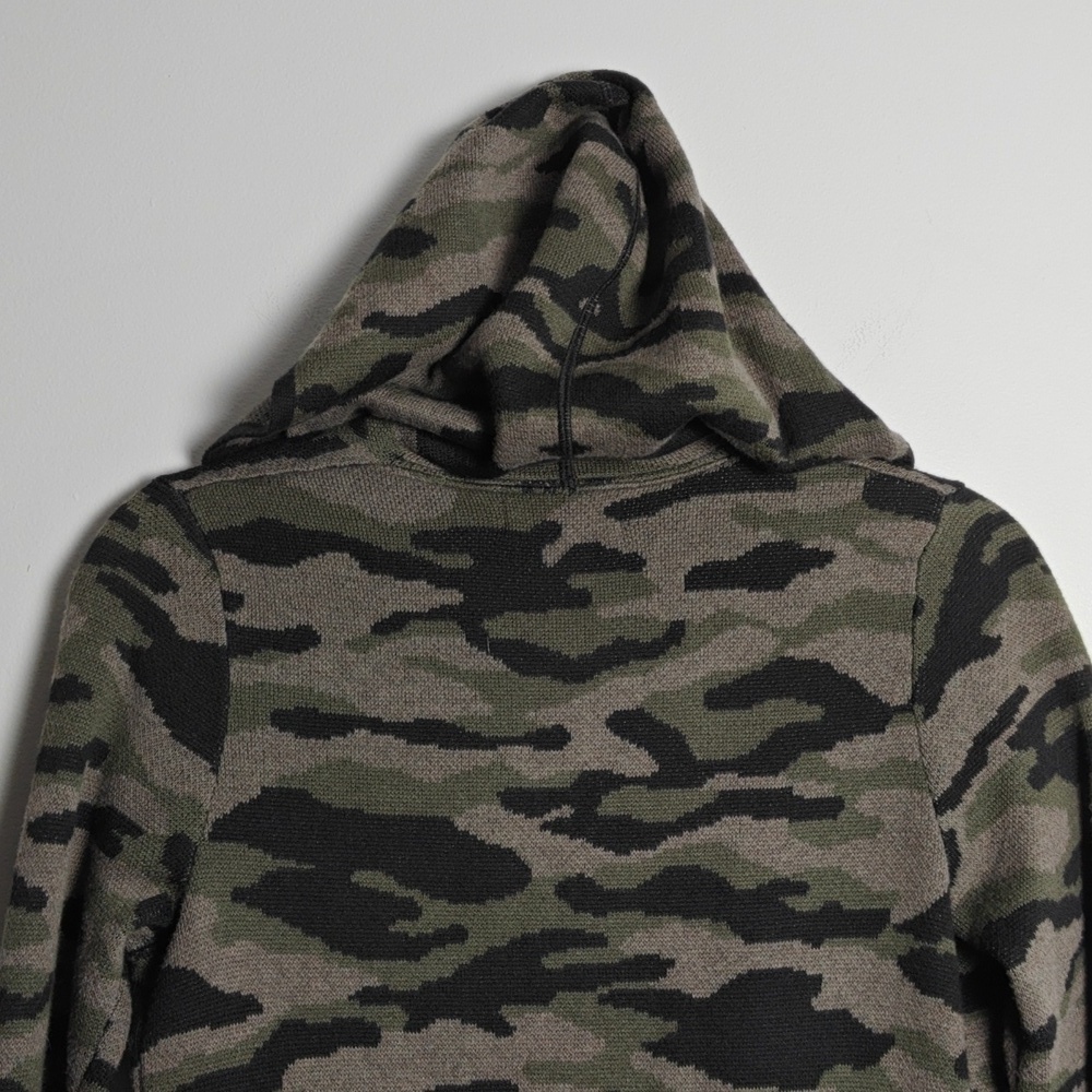 RACHEL ZOE Camouflage Hooded Open Knit Long Sleeve Cardigan Sweater Size XS - Picture 14 of 16